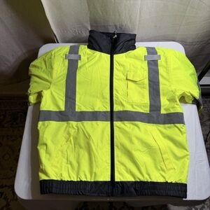 GloWear 8379 Hi-Vis Class 3 Bomber Jacket Men’s Large ANSI 107 Fleece Lined